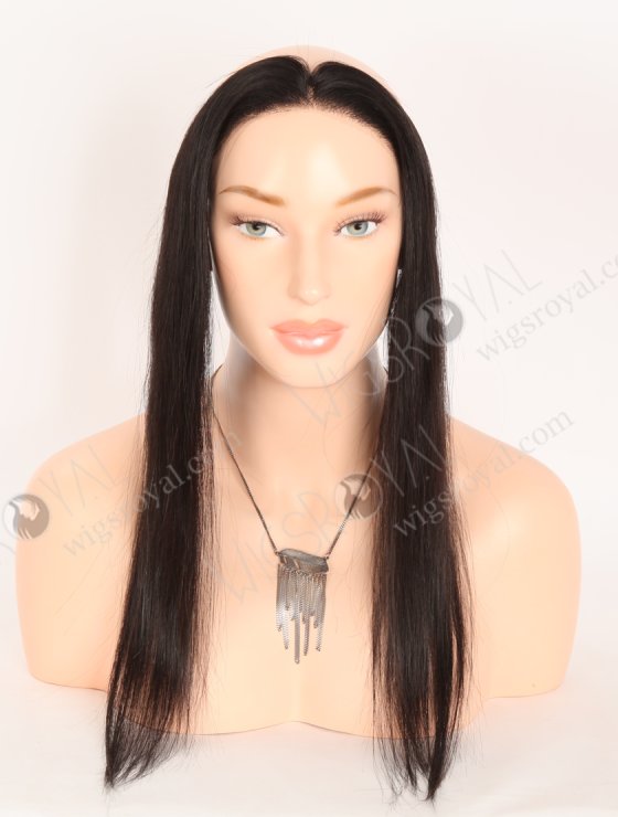 In Stock European Virgin Hair 16" Straight 1B# Color Hairline Topper SHT-012-32735