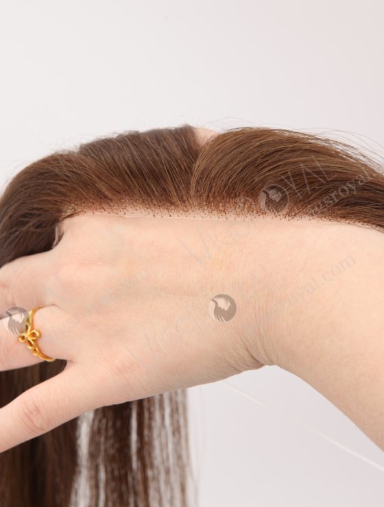 In Stock European Virgin Hair 12" Straight 4# Color Hairline Topper SHT-015-32807