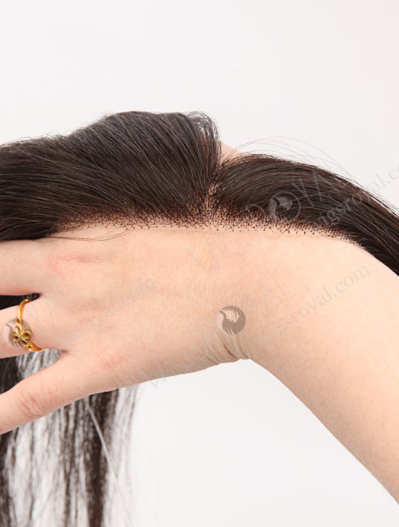 In Stock European Virgin Hair 12" Straight 2# Color Hairline Topper SHT-013-32756