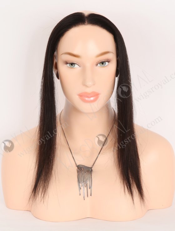In Stock European Virgin Hair 12" Straight Natural Black Color Hairline Topper SHT-009-32959