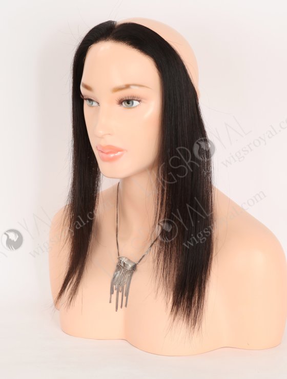 In Stock European Virgin Hair 12" Straight Natural Black Color Hairline Topper SHT-009-32960