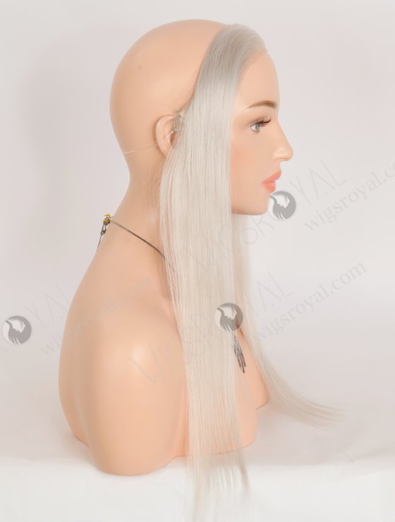In Stock European Virgin Hair 16" Straight Platinum Gray Color Hairline Topper SHT-023-32984