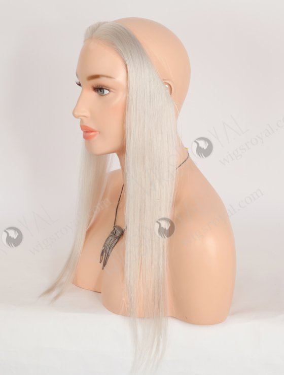 In Stock European Virgin Hair 16" Straight Platinum Gray Color Hairline Topper SHT-023-32985