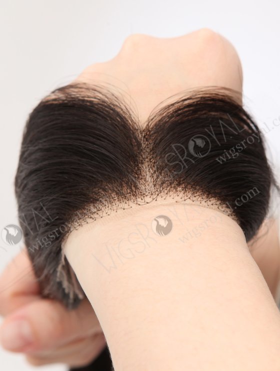 In Stock European Virgin Hair 12" Straight Natural Black Color Hairline Topper SHT-009-32969