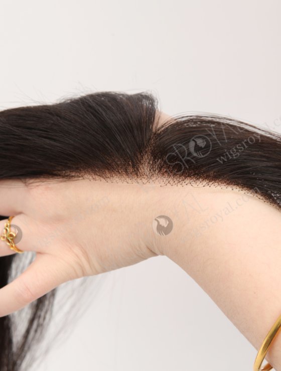 In Stock European Virgin Hair 12" Straight Natural Black Color Hairline Topper SHT-009-32970