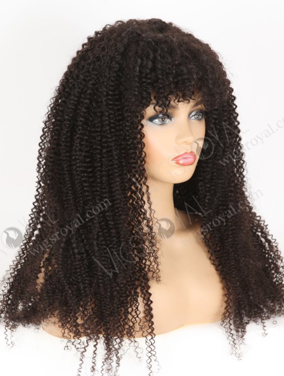 Unprocessed Human Hair Natural Color Afro Curl 7mm Lace Front Wigs With Bangs WR-CLF-077-33031
