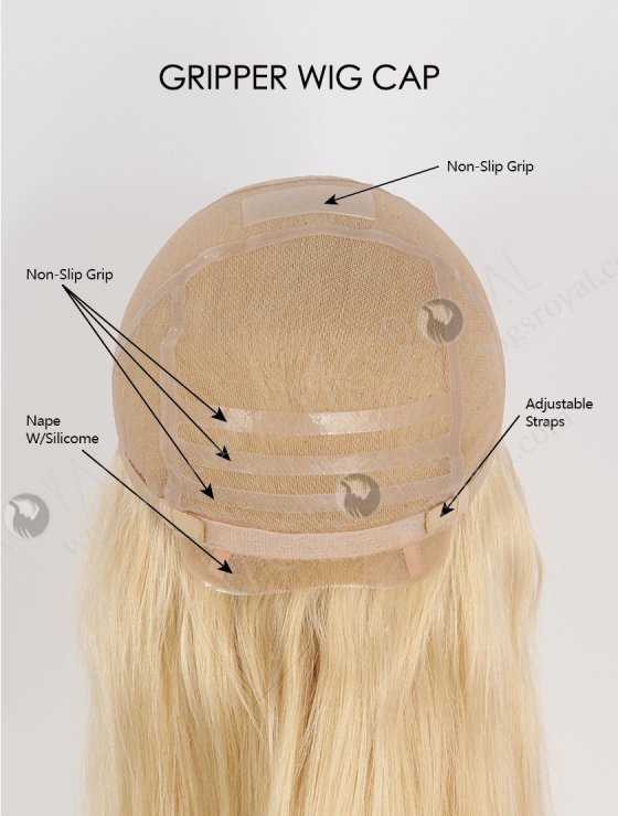 In Stock European Virgin Hair 16" White Color Straight Gripper Wig GRP-08143-33469