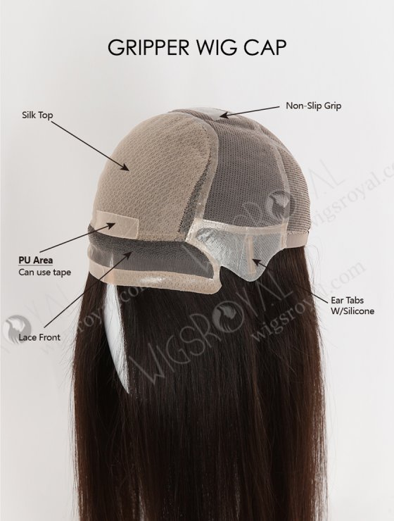In Stock European Virgin Hair 16" Natural Braown Color Natural Straight Gripper Wig GRP-08149-33545