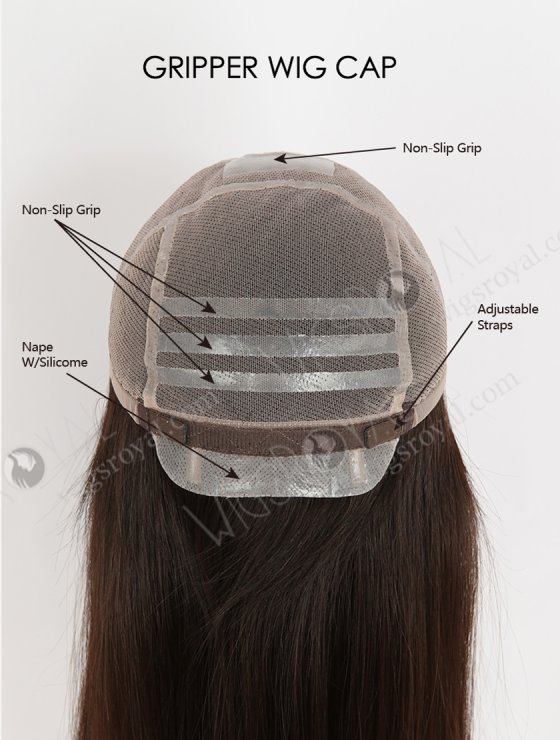 In Stock European Virgin Hair 16" Natural Braown Color Natural Straight Gripper Wig GRP-08149-33544
