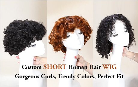 Custom Short Human Hair Wig – Gorgeous Curls, Trendy Colors, Perfect Fit