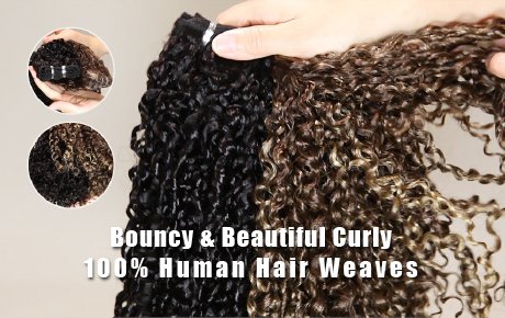 Bouncy & Beautiful Curly 100% Human Hair Weaves