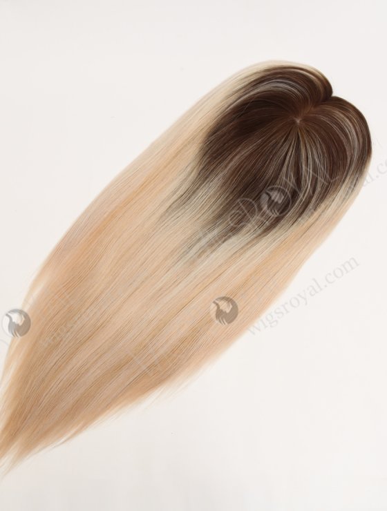 In Stock European Virgin Hair 16" All One Length Straight T4/white/27# Highlights Color Human Hair Topper Topper-199-33822