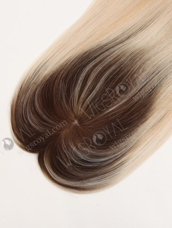 In Stock European Virgin Hair 16" All One Length Straight T4/white/27# Highlights Color Human Hair Topper Topper-199-33823