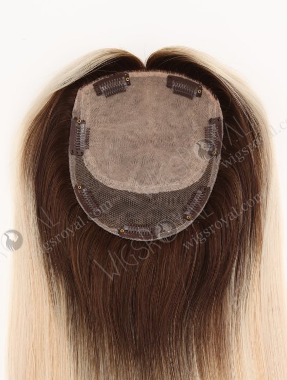 In Stock European Virgin Hair 16" All One Length Straight T4/white/27# Highlights Color Human Hair Topper Topper-199-33825