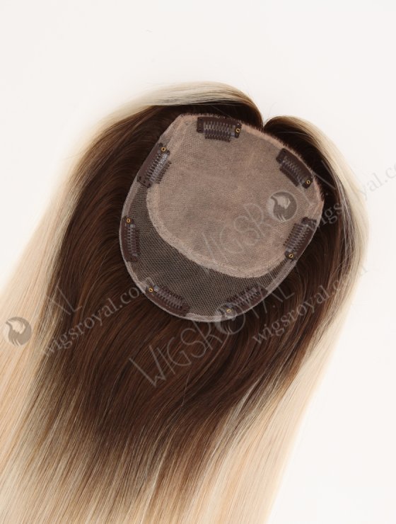 In Stock European Virgin Hair 16" All One Length Straight T4/white/27# Highlights Color Human Hair Topper Topper-199-33826