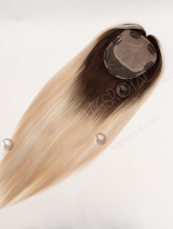 In Stock European Virgin Hair 16" All One Length Straight T4/white/27# Highlights Color Human Hair Topper Topper-199-33828