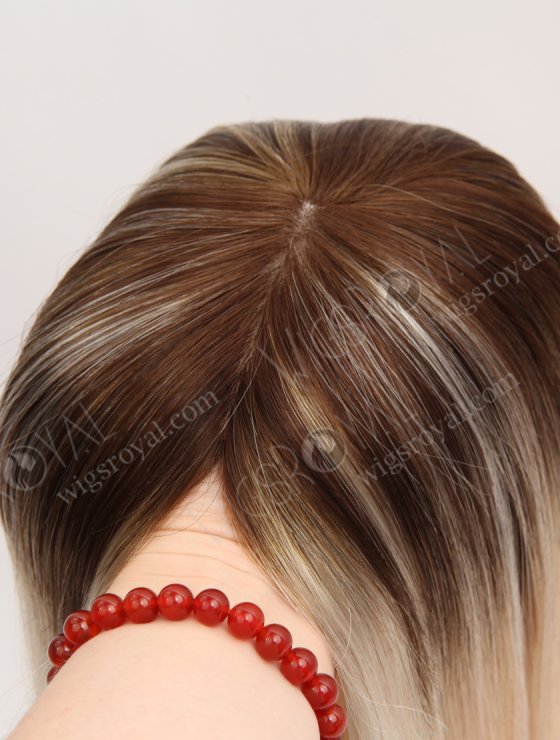 In Stock European Virgin Hair 16" All One Length Straight T4/white/27# Highlights Color Human Hair Topper Topper-199-33829
