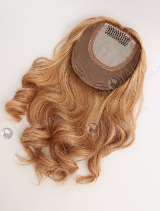 In Stock European Virgin Hair 16" Beach Wave T8/16# with 8# Highlights 7"×7" Silk Top Wefted Topper-029-34029