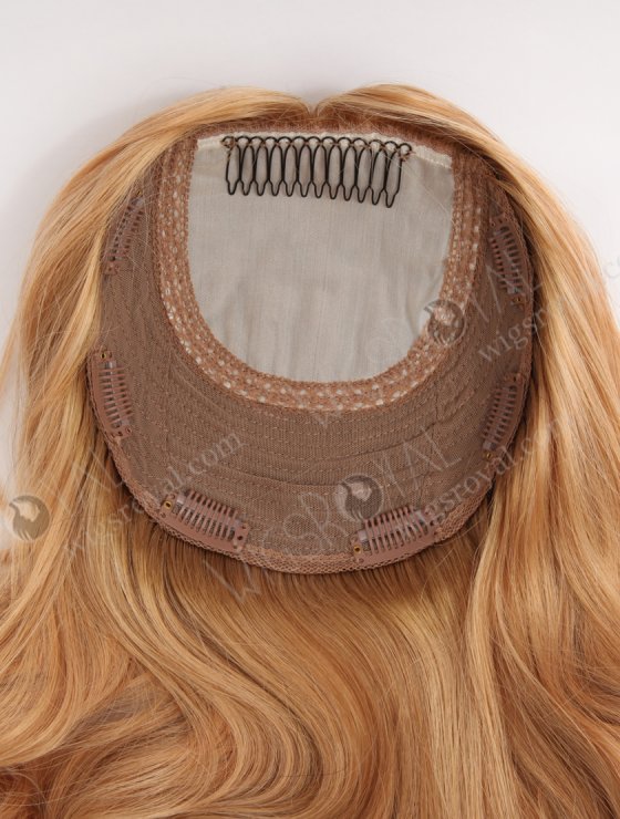 In Stock European Virgin Hair 16" Beach Wave T8/16# with 8# Highlights 7"×7" Silk Top Wefted Topper-029-34031