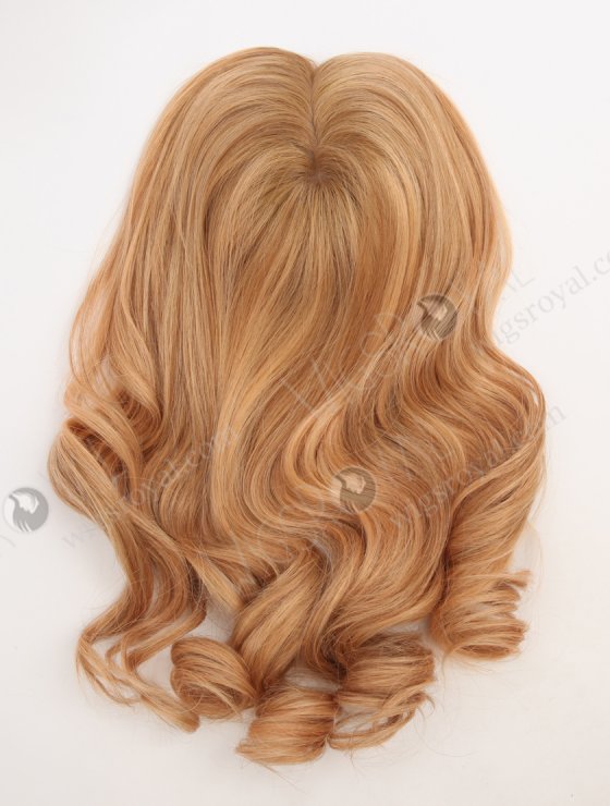 In Stock European Virgin Hair 16" Beach Wave T8/16# with 8# Highlights 7"×7" Silk Top Wefted Topper-029-34030