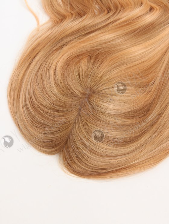 In Stock European Virgin Hair 16" Beach Wave T8/16# with 8# Highlights 7"×7" Silk Top Wefted Topper-029-34033