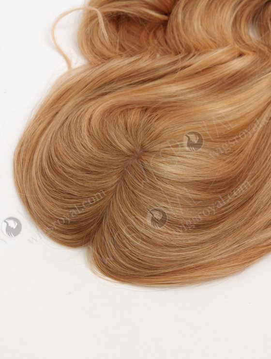 In Stock European Virgin Hair 16" Beach Wave T8/16# with 8# Highlights 7"×7" Silk Top Wefted Topper-029-34034