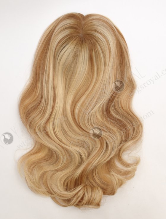 Clip In Full Volume Wavy Hair Topper for Thinning Hair 18 Inch Blonde with Brown Highlights Topper-020-34011