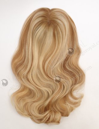 Clip In Full Volume Wavy Hair Topper for Thinning Hair 18 Inch Blonde with Brown Highlights Topper-020