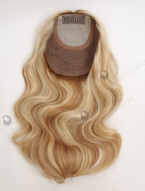Clip In Full Volume Wavy Hair Topper for Thinning Hair 18 Inch Blonde with Brown Highlights Topper-020-34016