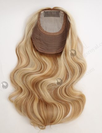Clip In Full Volume Wavy Hair Topper for Thinning Hair 18 Inch Blonde with Brown Highlights Topper-020