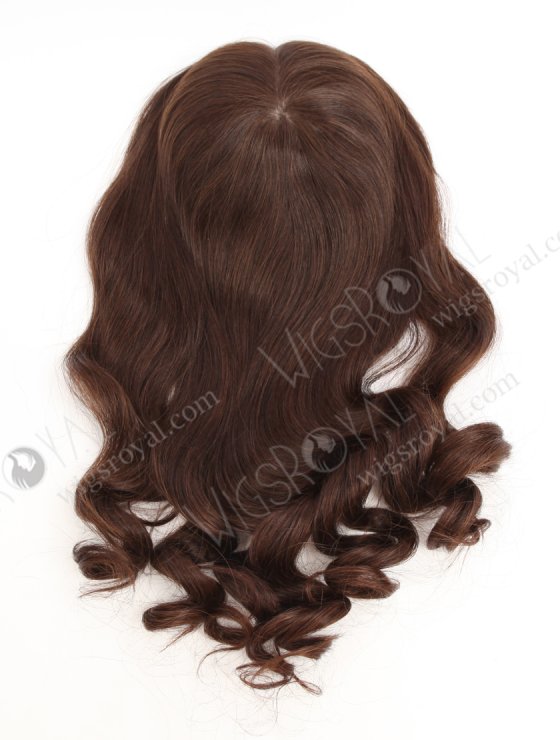 Large Base Silk Top Wefted Hair Topper 18 Inch Dark Brown Wavy Virgin Hair Topper-031-34037
