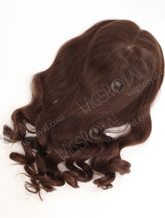 Large Base Silk Top Wefted Hair Topper 18 Inch Dark Brown Wavy Virgin Hair Topper-031-34038