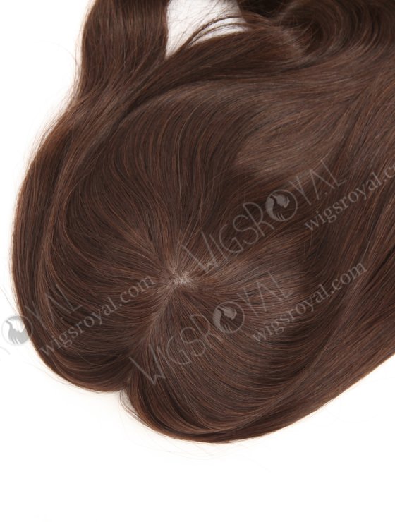 Large Base Silk Top Wefted Hair Topper 18 Inch Dark Brown Wavy Virgin Hair Topper-031-34039