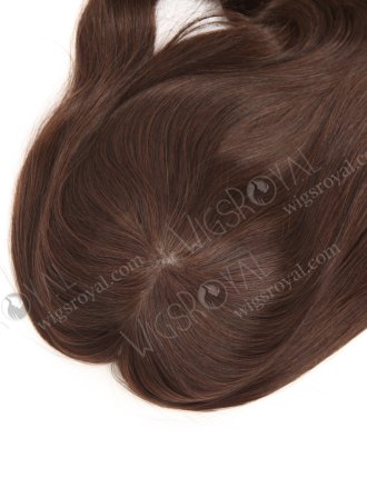 Large Base Silk Top Wefted Hair Topper 18 Inch Dark Brown Wavy Virgin Hair Topper-031