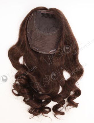 Large Base Silk Top Wefted Hair Topper 18 Inch Dark Brown Wavy Virgin Hair Topper-031