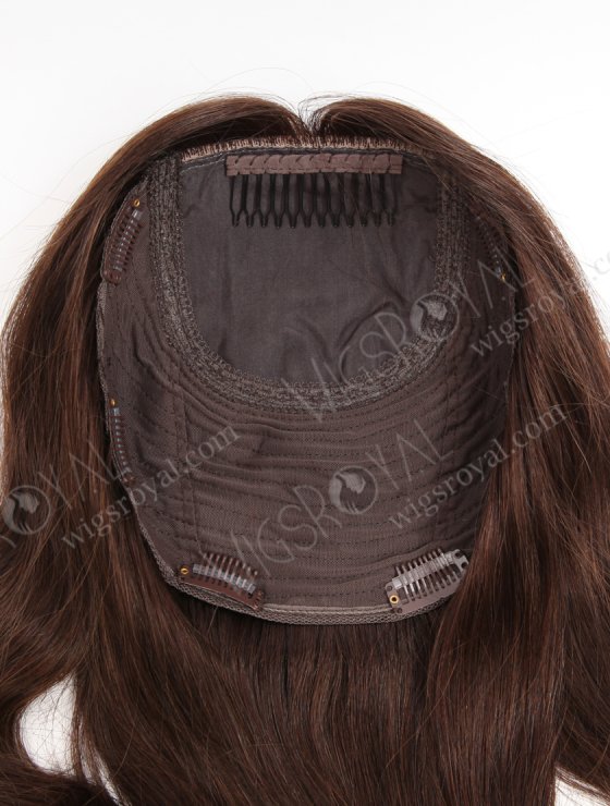 Large Base Silk Top Wefted Hair Topper 18 Inch Dark Brown Wavy Virgin Hair Topper-031-34041
