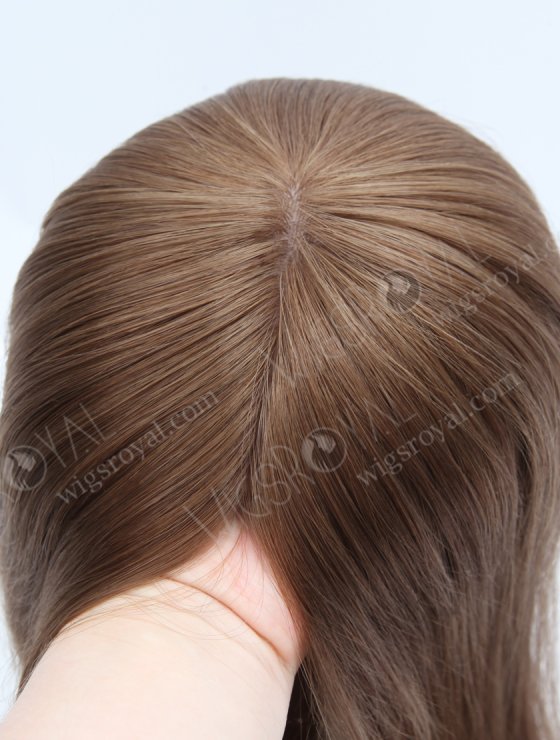 Clip On Seamless Silk Base Hair Topper 16 Inches Thick Ends Brown European Hair Topper-072-34073