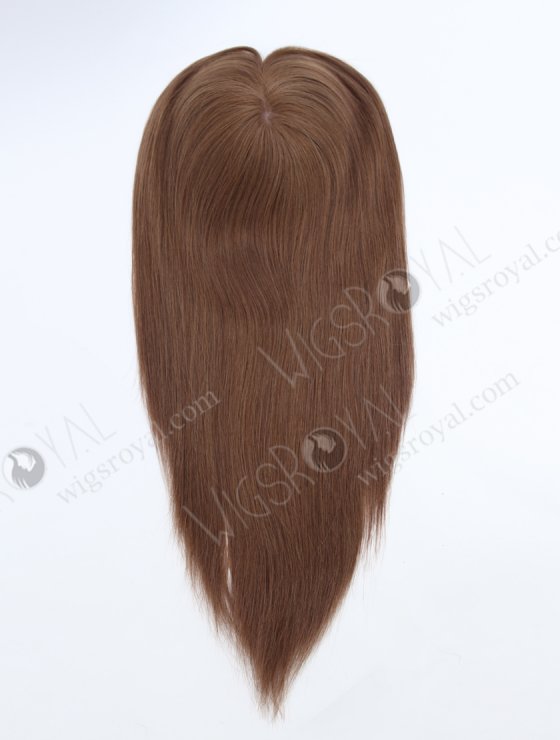 Clip On Seamless Silk Base Hair Topper 16 Inches Thick Ends Brown European Hair Topper-072-34072