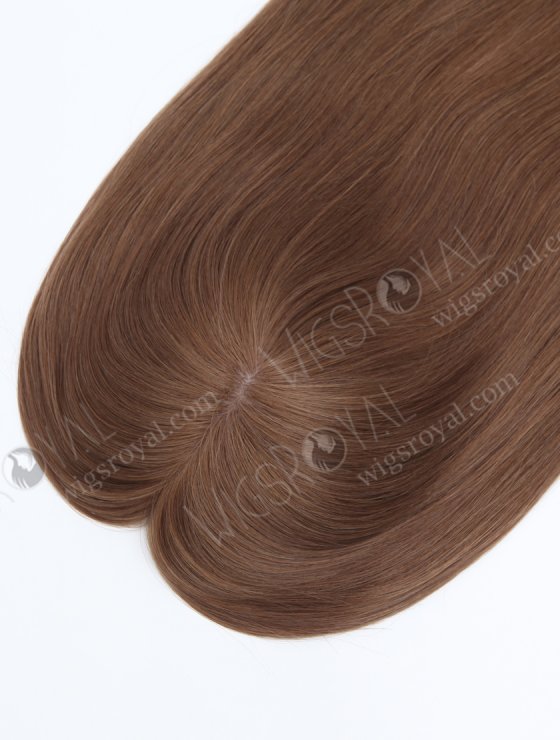 Clip On Seamless Silk Base Hair Topper 16 Inches Thick Ends Brown European Hair Topper-072-34075