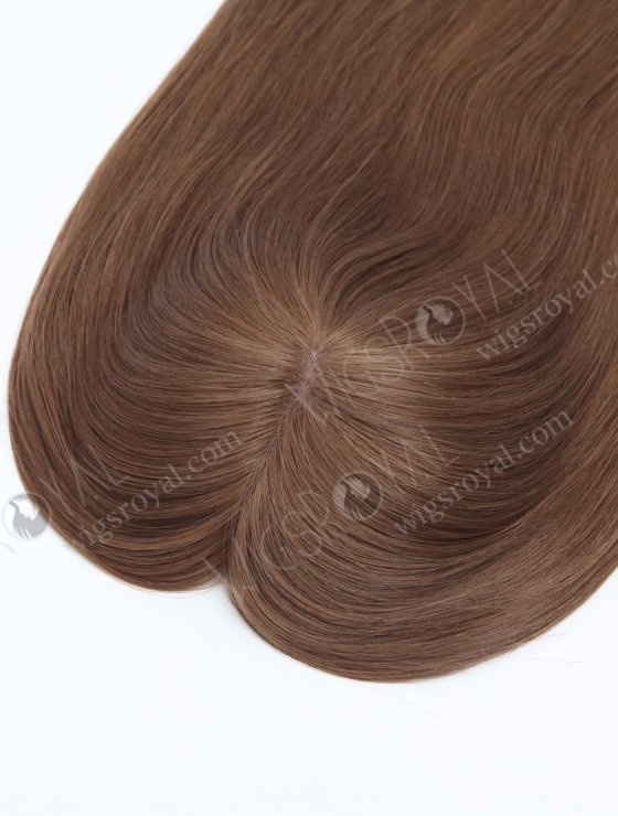 Clip On Seamless Silk Base Hair Topper 16 Inches Thick Ends Brown European Hair Topper-072-34076