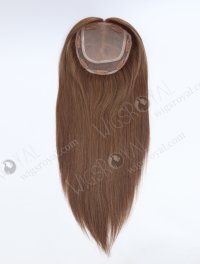 Clip On Seamless Silk Base Hair Topper 16 Inches Thick Ends Brown European Hair Topper-072