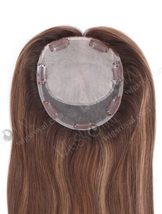 All One Length Brown Highlight Color Full Volume Hair Topper For Thin Hair Topper-155-34114