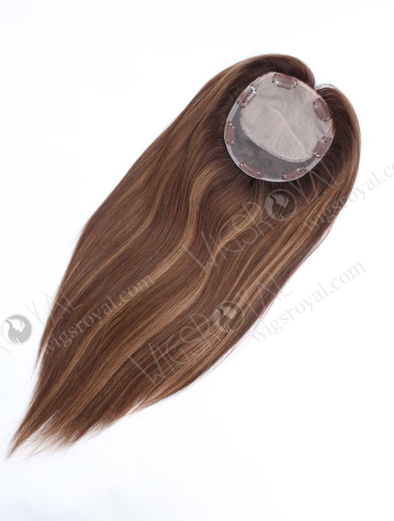 All One Length Brown Highlight Color Full Volume Hair Topper For Thin Hair Topper-155-34116