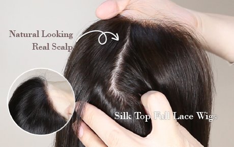 Natural Looking Real Scalp Silk Top Full Lace Wigs For Hair Thin and Loss Women