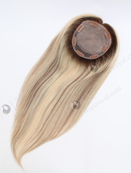 Natural Looking Rooted Blonde Human Hair Clip In Toppers 5.5" x 6" Volume Hair Topper-112-34122