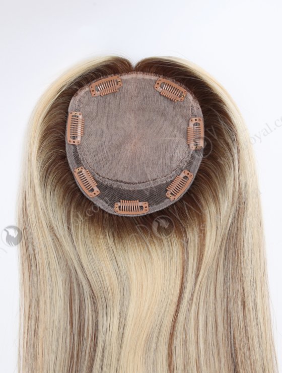 Natural Looking Rooted Blonde Human Hair Clip In Toppers 5.5" x 6" Volume Hair Topper-112-34124
