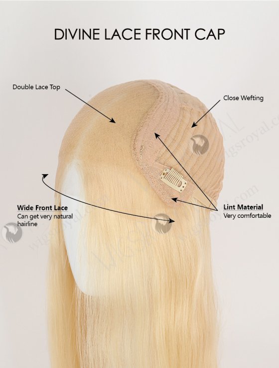 Fabulous White Color Lace Front Wig With Golden Brown Roots Color RLF-08071-34211