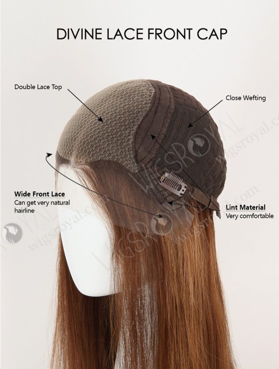 VIVIAN HD Lace Front Wig - 16 Inch European Virgin Human Hair 3/6/8# Highlights Stunning Brown Color RLF-08081-34204