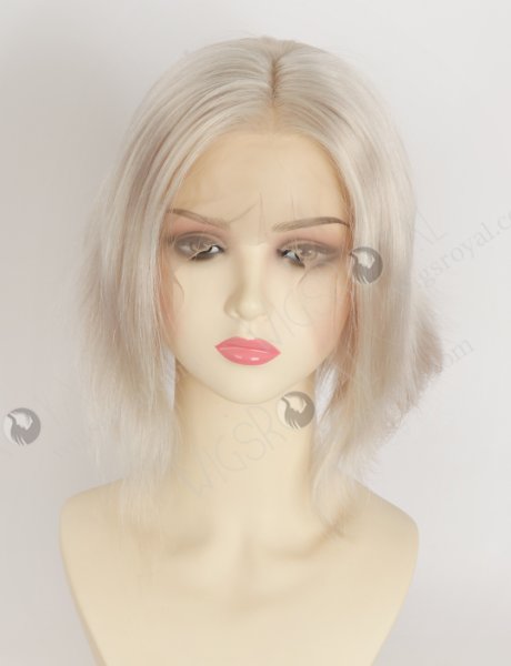 In Stock European Hair 8" Loose Body Platinum Gray Color Divine Lace Front Wig RLF-08091