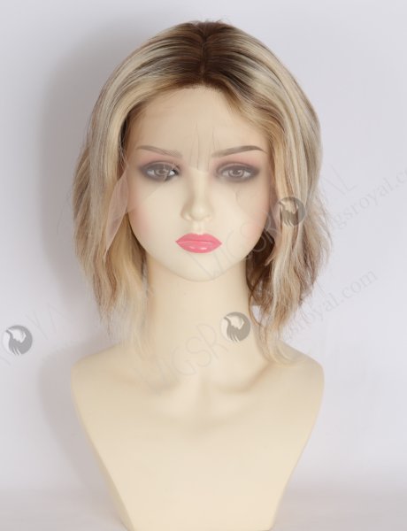 In Stock European Hair 8" Loose Body T4/22#/4# Highlights Color Divine Lace Front Wig RLF-08090